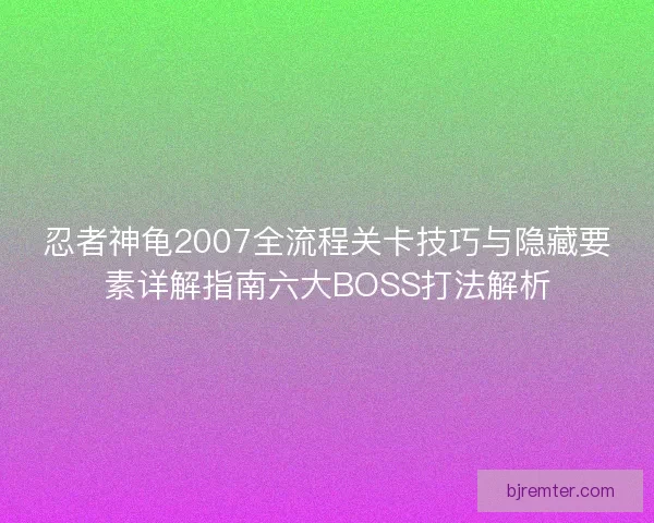 忍者神龟2007全流程关卡技巧与隐藏要素详解指南六大BOSS打法解析 忍者神龟2007全流程关卡技巧与隐藏要素详解指南六大BOSS打法解析
