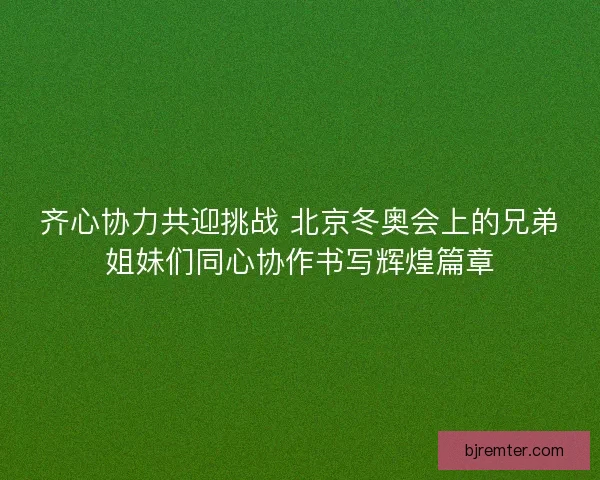 齐心协力共迎挑战 北京冬奥会上的兄弟姐妹们同心协作书写辉煌篇章 齐心协力共迎挑战 北京冬奥会上的兄弟姐妹们同心协作书写辉煌篇章