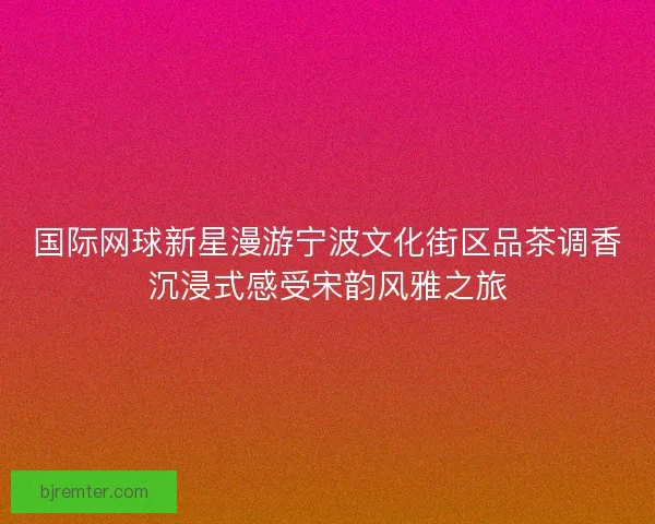 国际网球新星漫游宁波文化街区品茶调香沉浸式感受宋韵风雅之旅