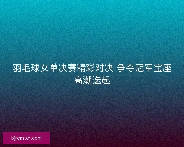 羽毛球女单决赛精彩对决 争夺冠军宝座高潮迭起